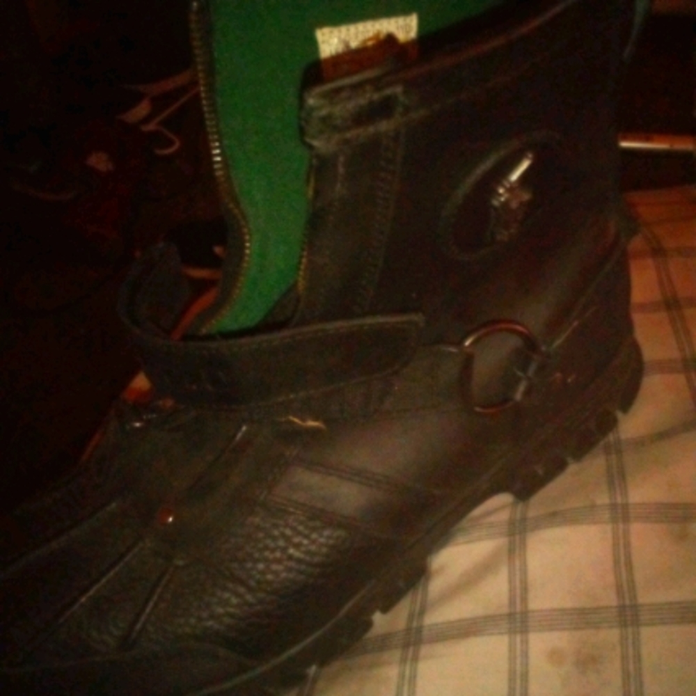 Conquest Black Leather Boots by polo Ralph